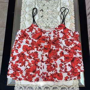 Guess white camisole with orange floral print